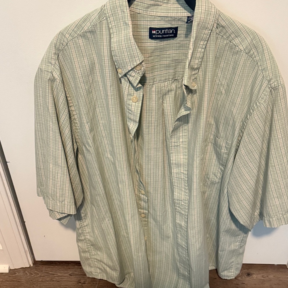 Puritan Men's Light Green Plaid Shirt
